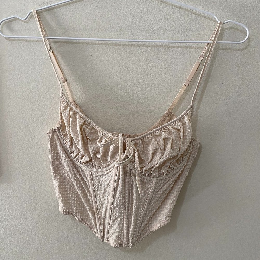 Urban Outfitters Out From Under Tan Gingham Bustier Top Sz M